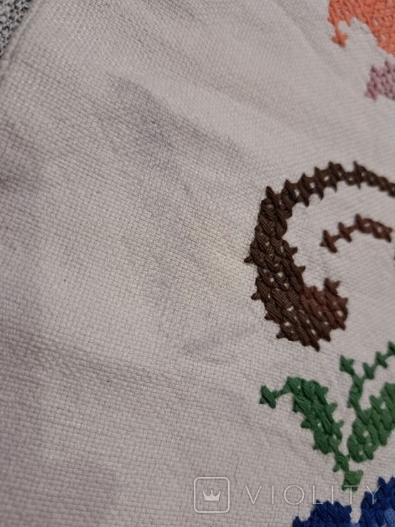 Старая наволочка из грубой ткани вышивка цветы дракон, фото №6