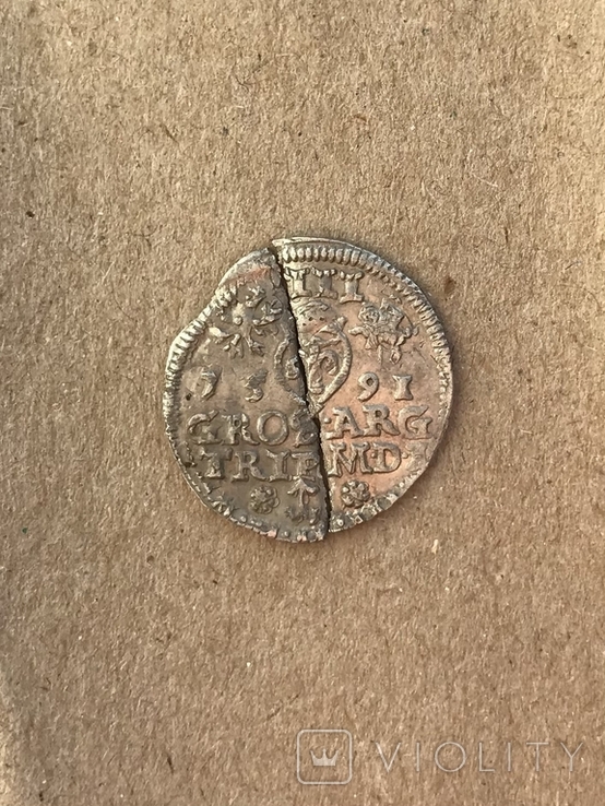 Трояк 1591 Wilno, ( цікава монета), фото №6