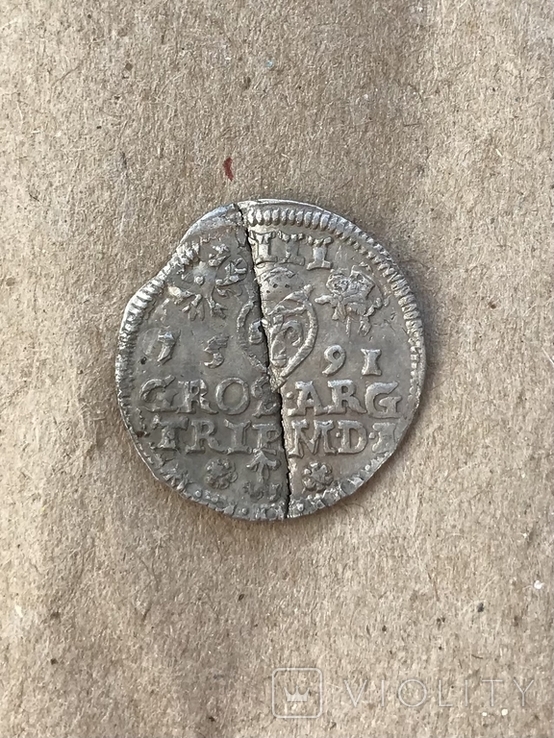 Трояк 1591 Wilno, ( цікава монета), фото №2