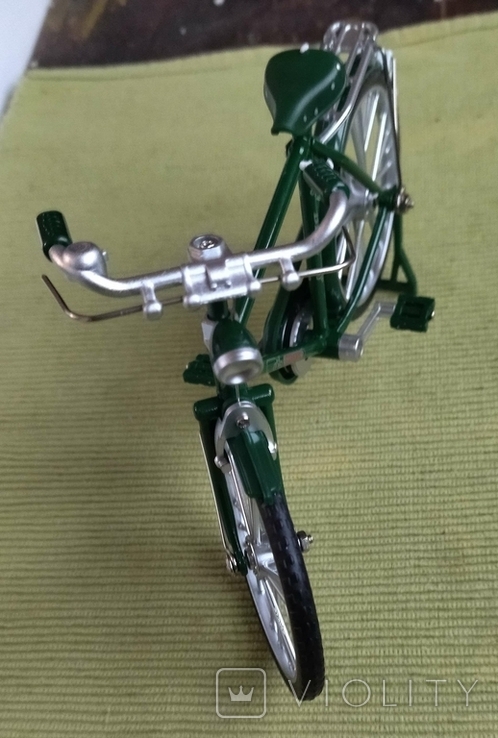 Модель міського ретро велосипеда масштаб 1:10 зелений, фото №4
