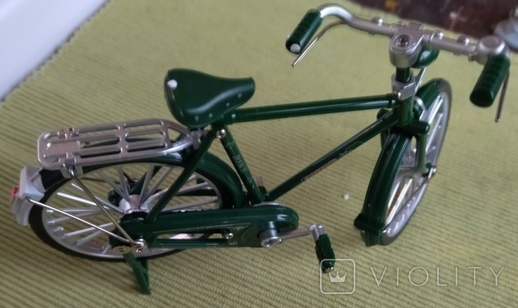 Модель міського ретро велосипеда масштаб 1:10 зелений, фото №6