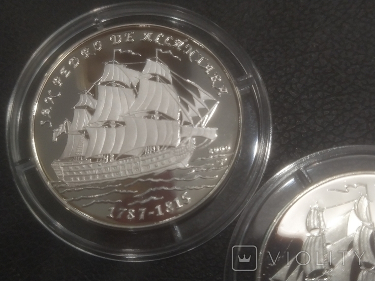 Монеты Набор Куба 10 песо 2000 г Корабль Парусник серебро 999 проба, фото №3