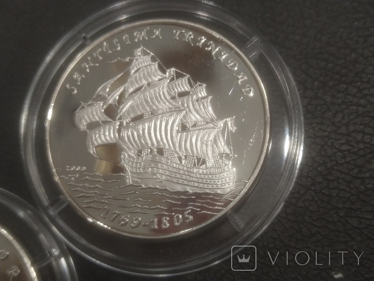 Монеты Набор Куба 10 песо 2000 г Корабль Парусник серебро 999 проба, фото №5