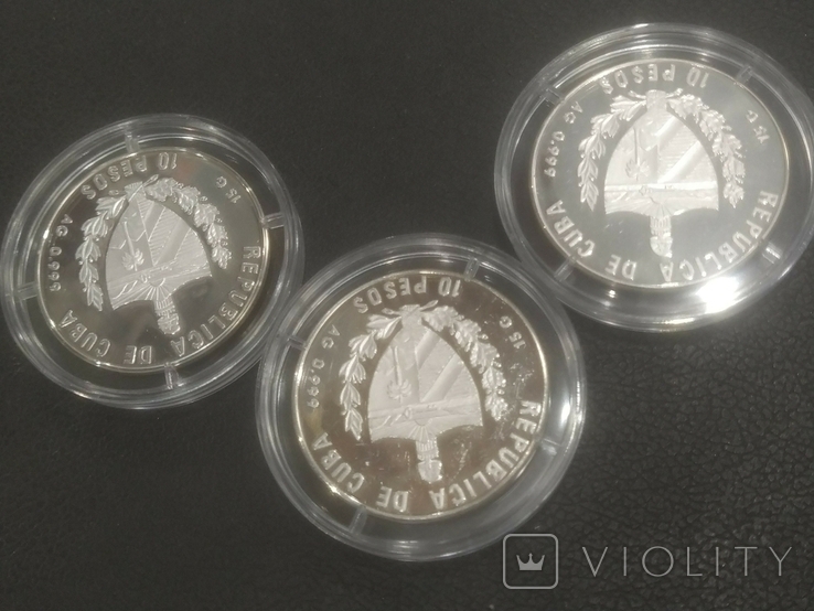 Монеты Набор Куба 10 песо 2000 г Корабль Парусник серебро 999 проба, фото №7