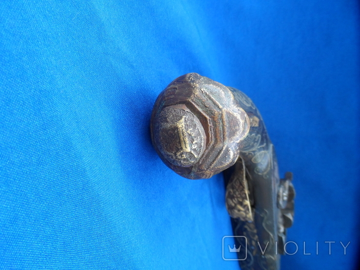 Дульнозарядный кремневый пистоль с инкрустациями серебра. копия, фото №12