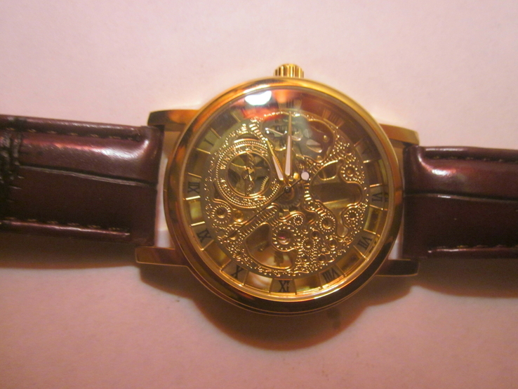 Часы мужские наручные скелетон Winner Gold механические с автоподзаводом, photo number 2
