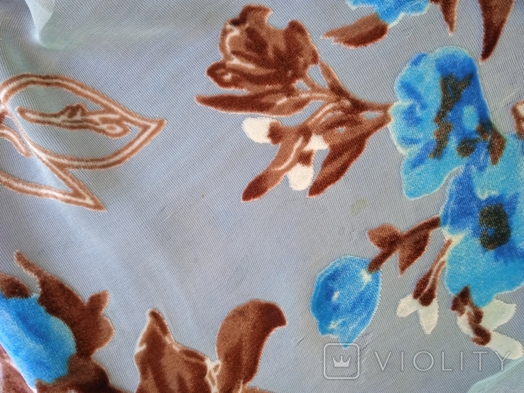Платок палантин панбархат Цветы, большой 83 х 212 см., фото №7