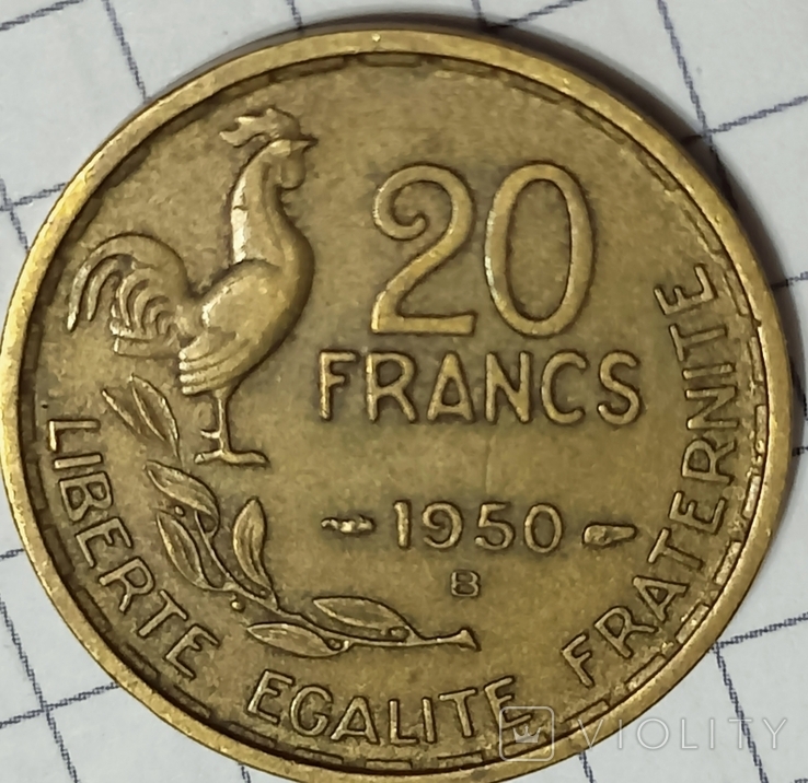 Франция 20 франков 1952 в, фото №2