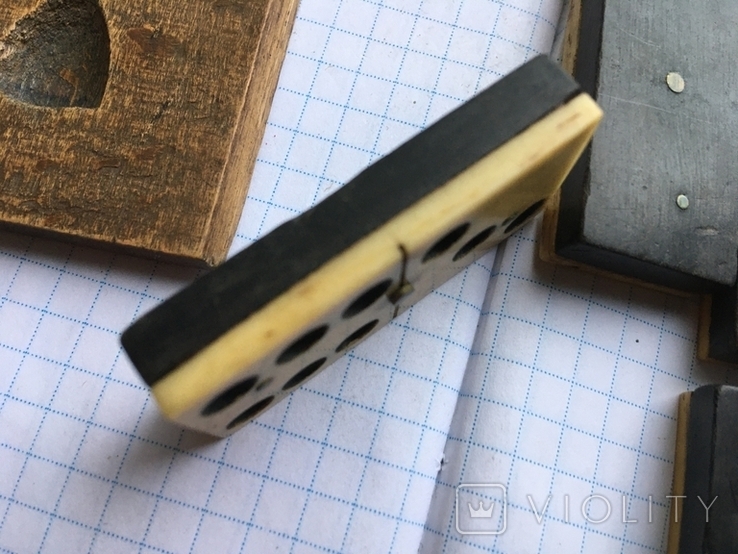 Домино 28шт. кость черное дерево заклепки бронза + бонус коробок из дерева с крышкой, фото №12