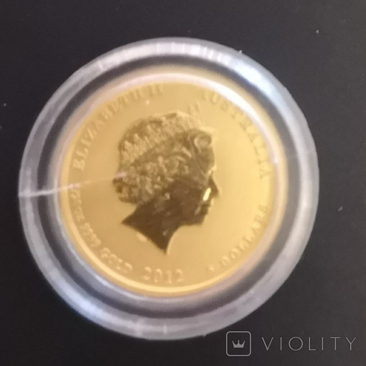 Австралия 5 долларов 2012 г. Лунар золото 1/20 унции, фото №3