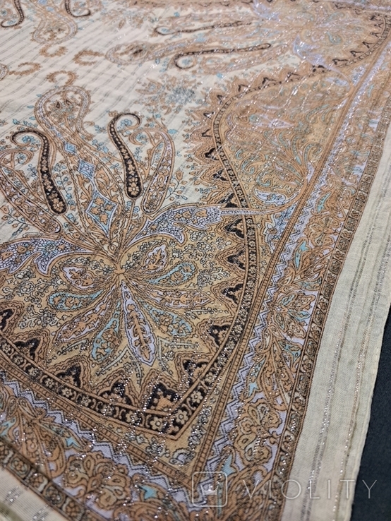 Тонкий шейный платок с люрексом, 67/60 см, фото №3