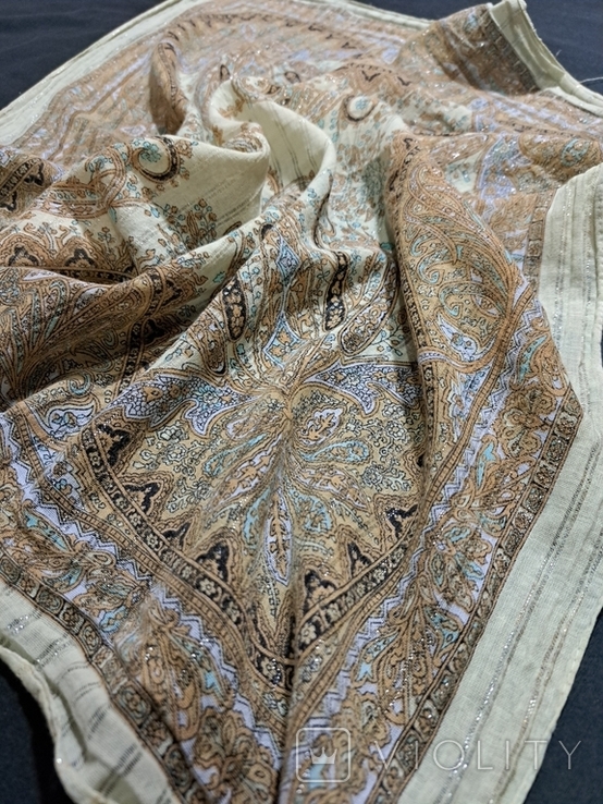 Тонкий шейный платок с люрексом, 67/60 см, фото №5