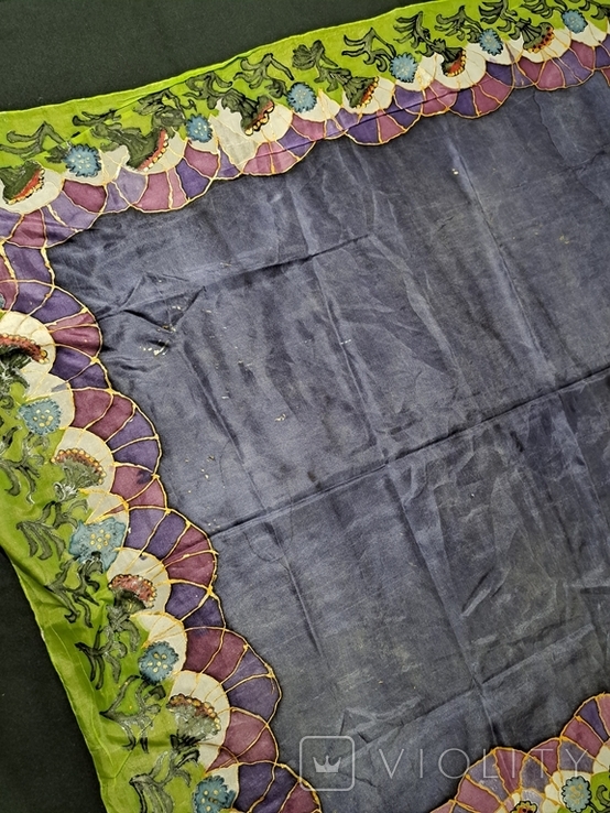 Тонкий шёлковый платок Meier Seide, ручная роспись, рисованный платок, роуль, 90/85 см, фото №7