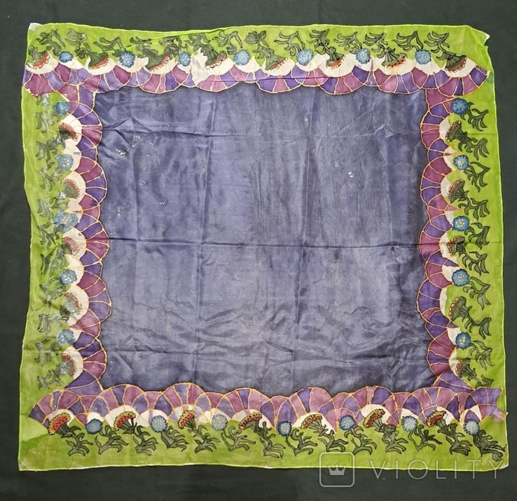 Тонкий шёлковый платок Meier Seide, ручная роспись, рисованный платок, роуль, 90/85 см, фото №8