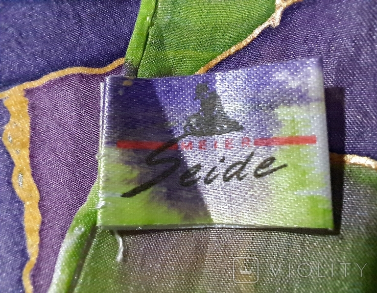 Тонкий шёлковый платок Meier Seide, ручная роспись, рисованный платок, роуль, 90/85 см, фото №10