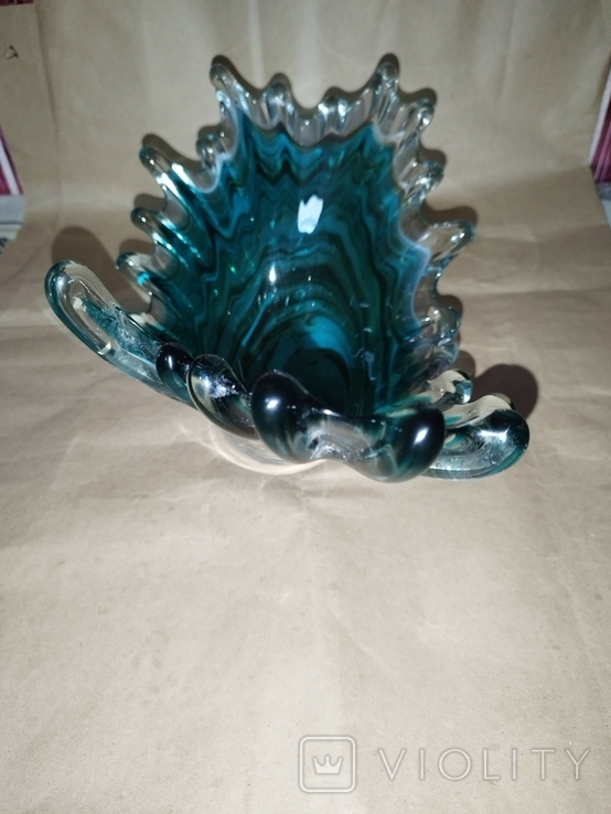 Винтажная ваза цветное стекло, фото №4