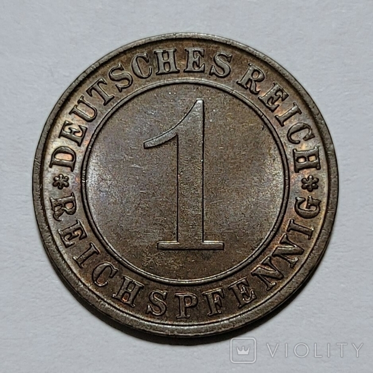 Германия - 1 Reichspfennig 1935 D, фото №3