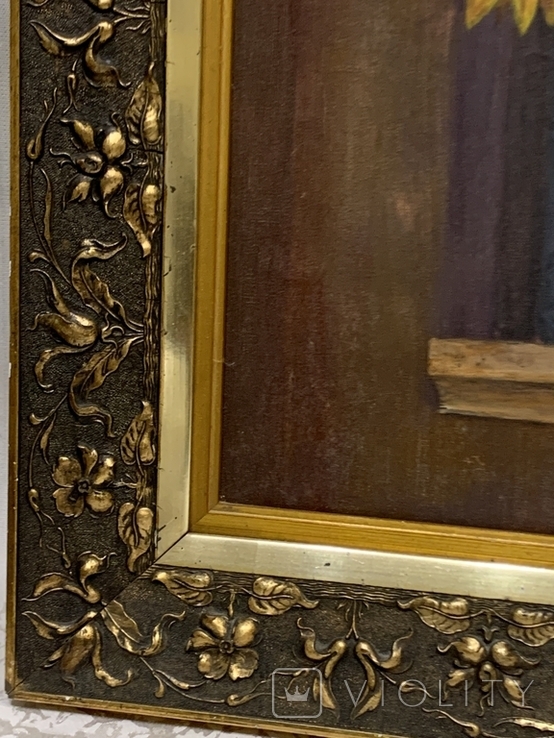 Картина в старовинній рамі "Соняшники" полотно, олія, Європа, фото №3