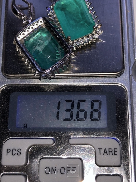 Серебряные серьги с натуральными дуплетами цвет неон 18х13мм, фото №8