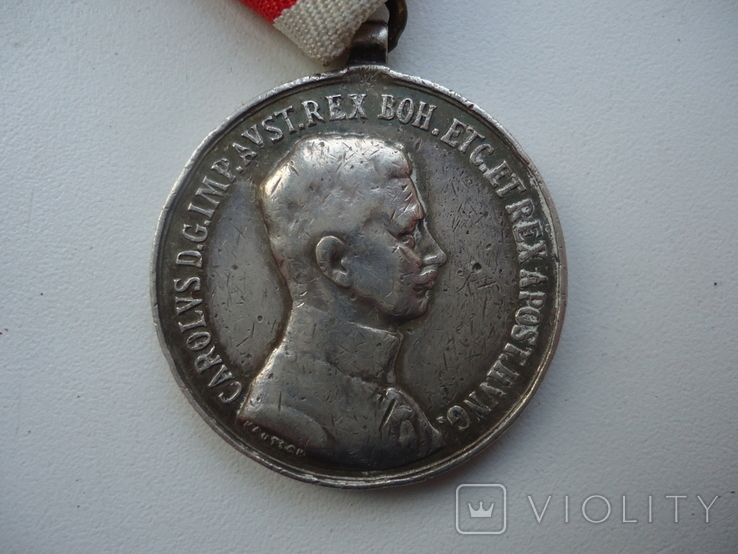 Австро-венгрия медаль За Храбрость Карл 2 ст. 1917 г серебро, фото №3
