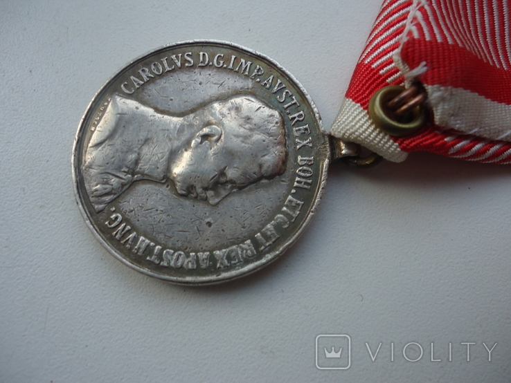 Австро-венгрия медаль За Храбрость Карл 2 ст. 1917 г серебро, фото №4