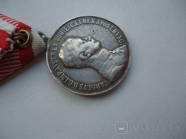 Австро-венгрия медаль За Храбрость Карл 2 ст. 1917 г серебро, фото №5
