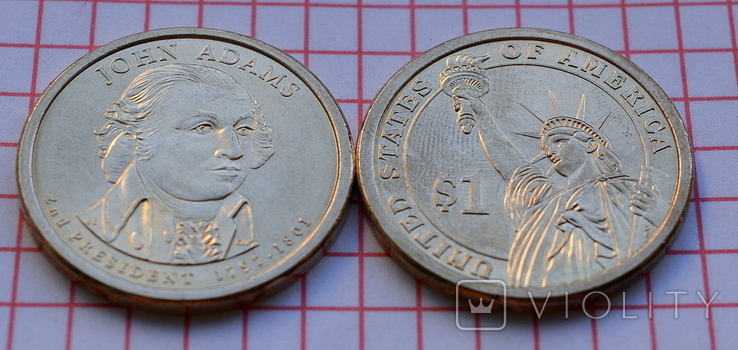 1 доллар США 2-й президент Дж.Адамс 2007 г, фото №3