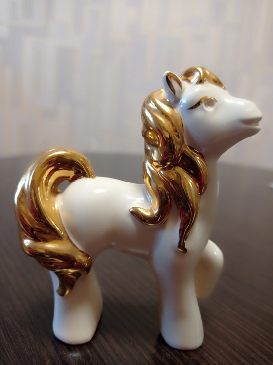 Фигурка керамика с позолотой Лошадь, фото №5