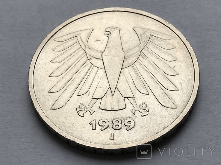 5 дойч марок 1989, J - Гамбург, Німеччина, фото №2