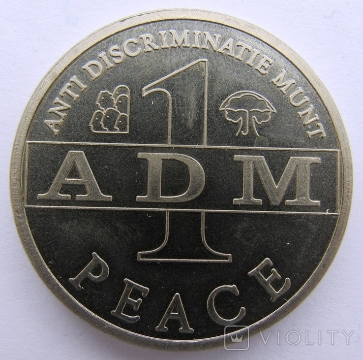 Нидерланды, набор*2 шт 1 peace 1993 нидерл+англ "ADM - анти-дискриминационная монета", фото №7