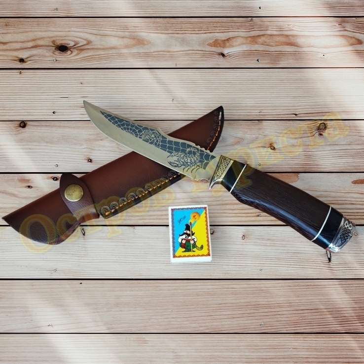 Нож туристический охотничий Скорпион сталь 65х13 с чехлом 27.5 см, фото №3