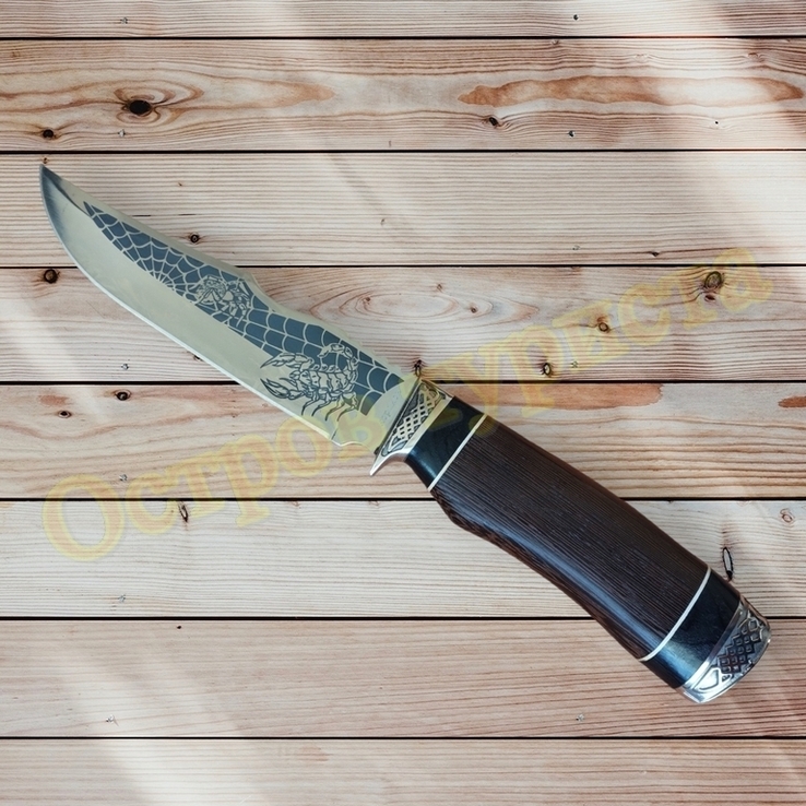 Нож туристический охотничий Скорпион сталь 65х13 с чехлом 27.5 см, numer zdjęcia 4