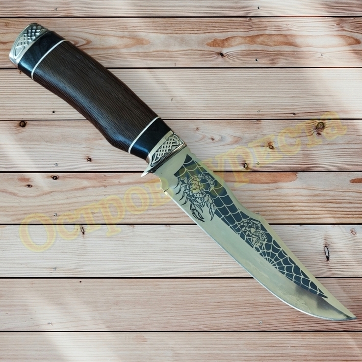 Нож туристический охотничий Скорпион сталь 65х13 с чехлом 27.5 см, фото №5