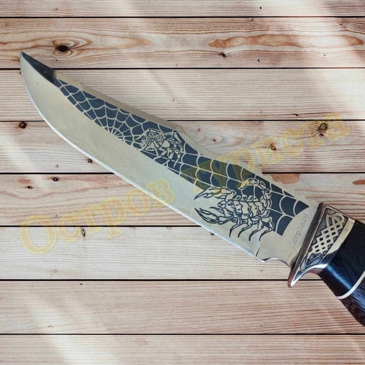Нож туристический охотничий Скорпион сталь 65х13 с чехлом 27.5 см, фото №6