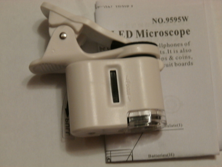Микроскоп 9595W Увеличения 60X крат LED подсветка зажим под телефон, фото №5