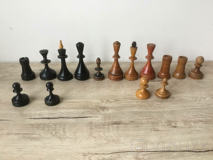 Старые шахматные фигуры, дерево, без доски, некомплект., фото №2