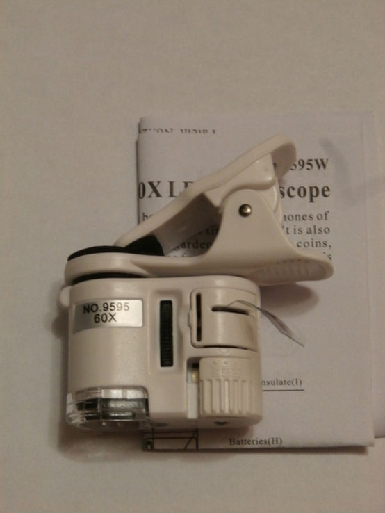 Микроскоп для смартфона 9595W Увеличения 60X крат LED подсветка зажим под камеру телефона, фото №5