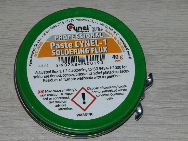 Паста паяльная Pasta Cynel-1, 40 грам , виробник Польща, numer zdjęcia 2