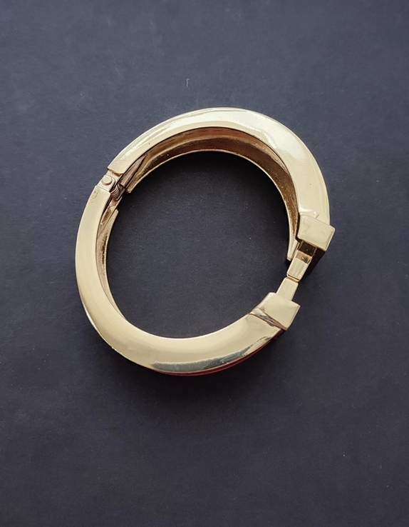 Стильний золотистий браслет в стилі Hermes, з емалью, Америка, фото №4