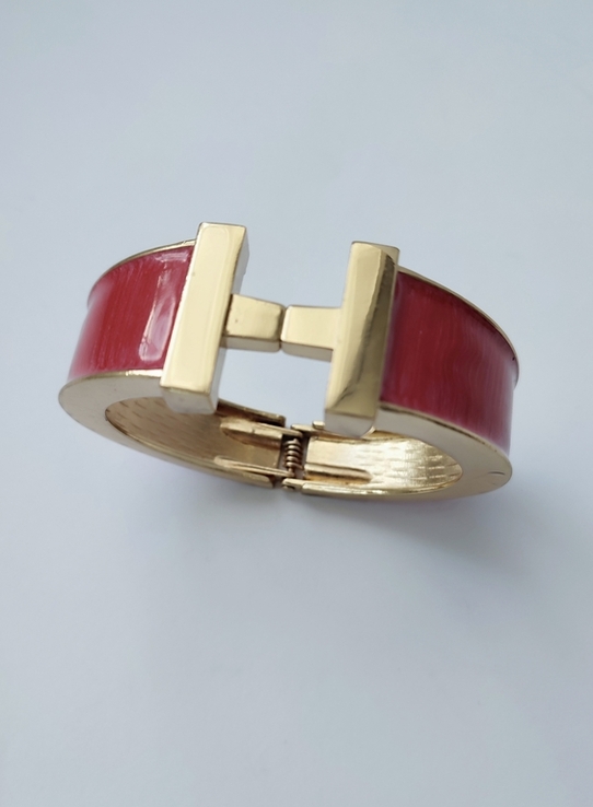 Стильний золотистий браслет в стилі Hermes, з емалью, Америка, photo number 9