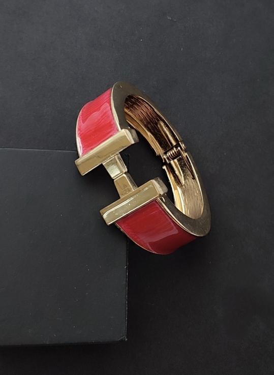 Стильний золотистий браслет в стилі Hermes, з емалью, Америка, numer zdjęcia 13