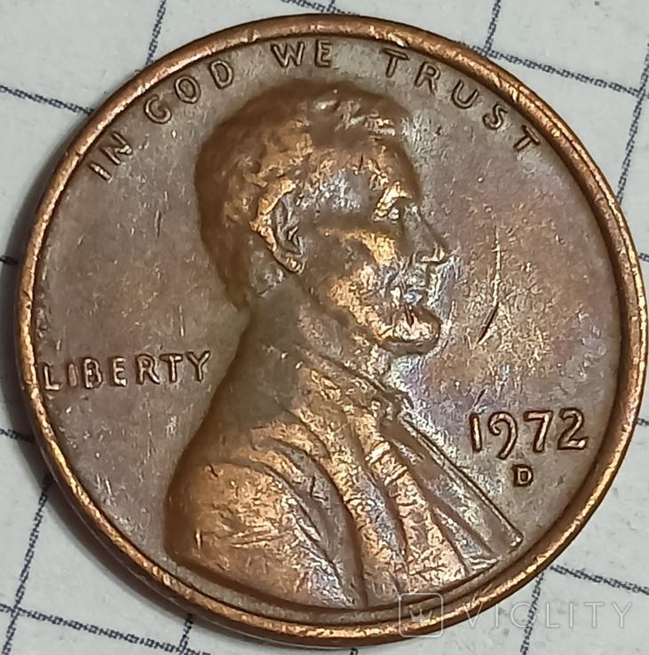 США 1 цент 1972 D, фото №2