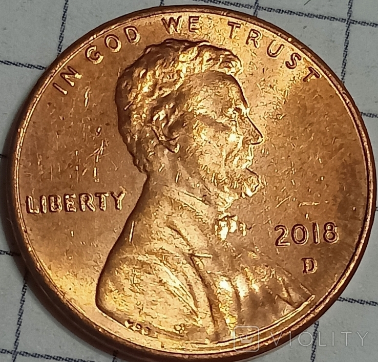 США 1 цент 2018 D, фото №2