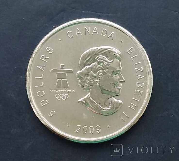 Серебряные 5 долларов 2009 г., Канада (31,4 г, 0.999), Громовая Птица. Олимп.игры Ванкувер, фото №3