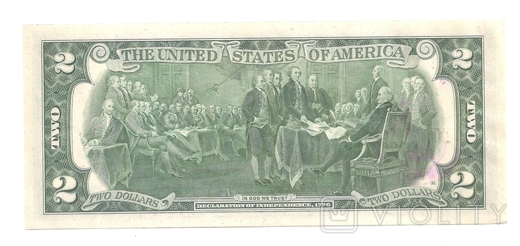 2 доллара США 1976 год спецгашение UNC, фото №4