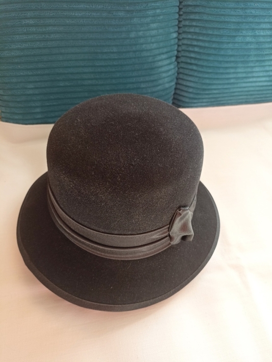 Стиль Модерн стильная красивая шляпа женская кроличий пух черная, фото №6