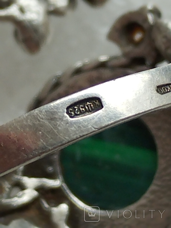 Кольцо и серьги серебро с малахитом. 925, фото №9