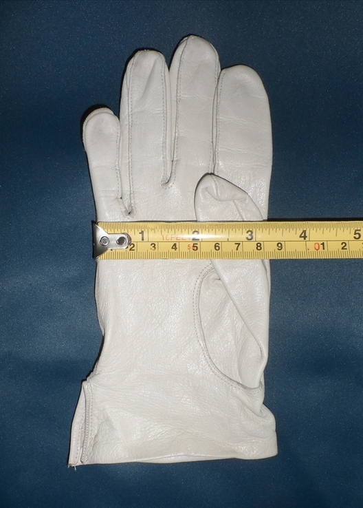 Рукавиці жіночі шкіряні колір слонової кістки розмір М, фото №6