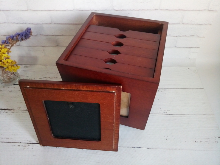 Дерев'яний ящик - фоторамка, для зберігання дисків CD та дрібних речей, фото №5