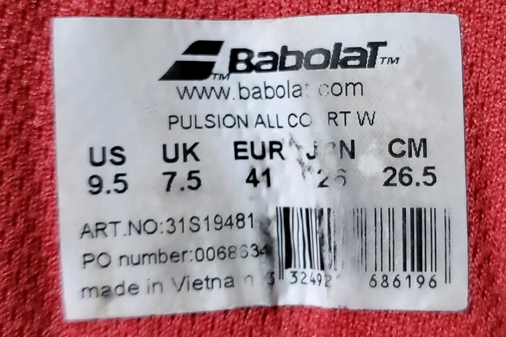 Кроссовки для тениса Babolat Pulsion All Court W ( р 41 / 26 см), фото №12